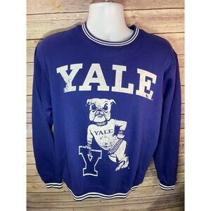 Yale University Sweatshirt Crew Neck Navy White Unisex Medium Bulldog